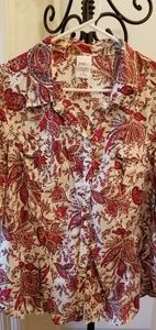 Multi-color, paisley, button down shirt.